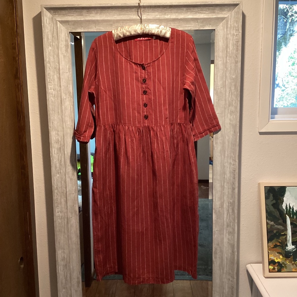 Pyne & Smith No. 12 dress in Rhubarb Stripe M